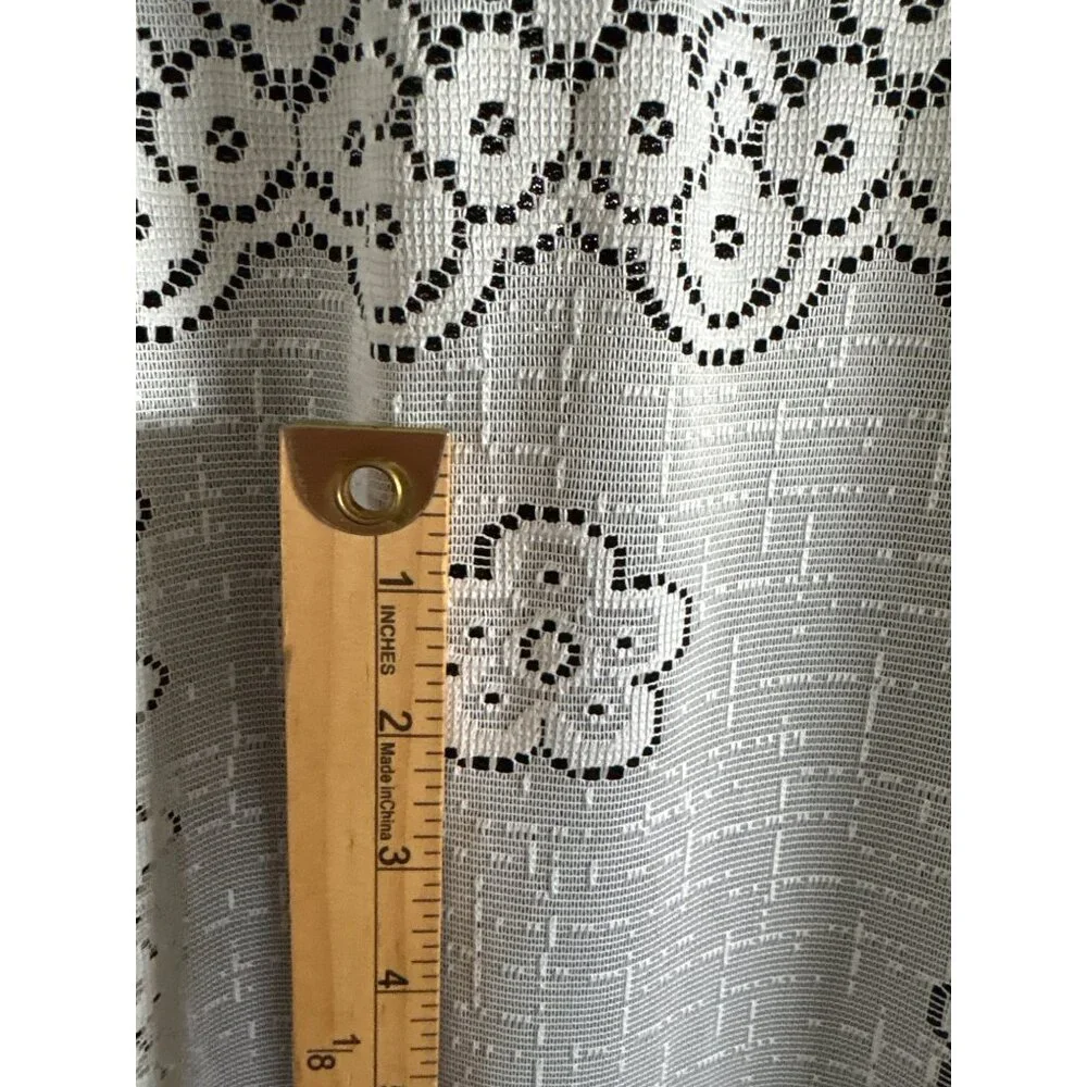 Floral Lace Curtain Set with Valance & Tiers